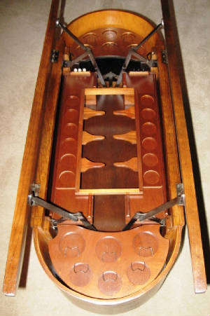 Prohibition Portable Pop-Up Bar of Oak w/ Butterfly Movement - Image 3