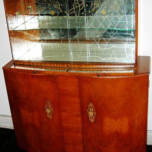 Large Cocktail Cabinet of Walnut with Spacious Glass Bar Service
