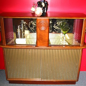 Cocktail Cabinet of Walnut with Tambour Doors