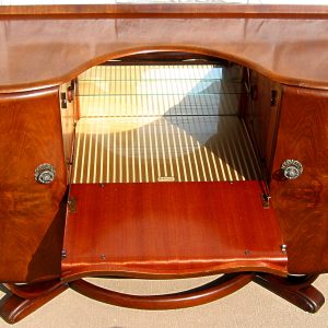 Sideboard/Bar of Walnut with Curved & Footed Base