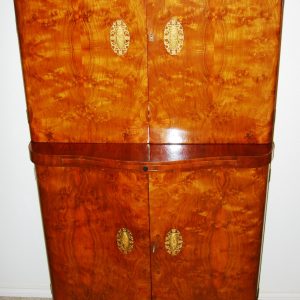 Large Upright Cocktail Cabinet of Stunning Burl Walnut