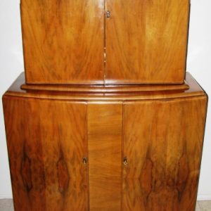 Large Tiered Cocktail Cabinet of Gorgeous Golden Walnut