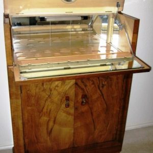 Large Pop-Up Bar of Burl, Quilted & Crown-Cut Walnut
