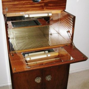 Small Pop-Up Bar of Burl & Crown-Cut Walnut