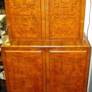 Tall Cocktail Cabinet of Gorgeous Burl Walnut