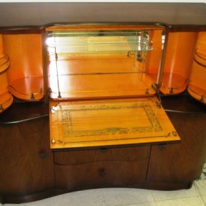 Sideboard/Bar of Dark Walnut with Quadruple Mechanism