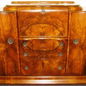 Pop-Up Sideboard/Bar of Burl Walnut with Triple Mechanism