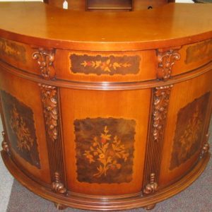 Portable Curved Stand-Behind Serving Bar of Pecan