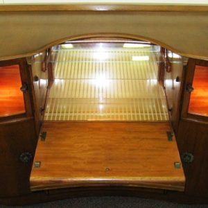 Sideboard/Bar of Oak with Lighted Glass End Compartments