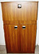 Small Mid-Century Cellarette of Spectacular Faux Walnut