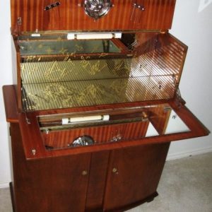 Large Tiered Cellarette of Spectacular Burl & Crown-Cut Walnut