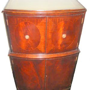 Tall Cocktail Cabinet of Mahogany with Tooled Leather Top